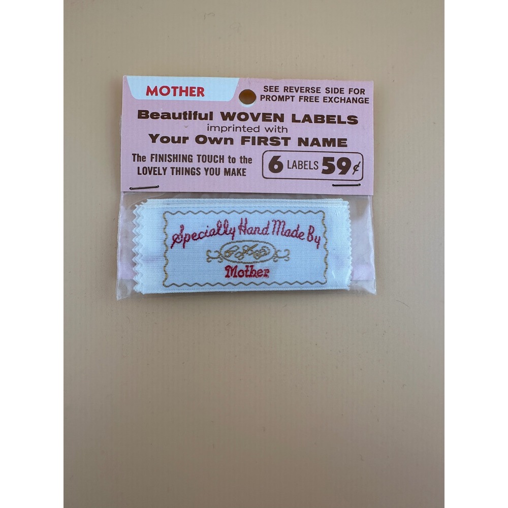 Vintage 1960s Specially Hand Made By Mother Woven Clothing Labels 6 Pack NOS